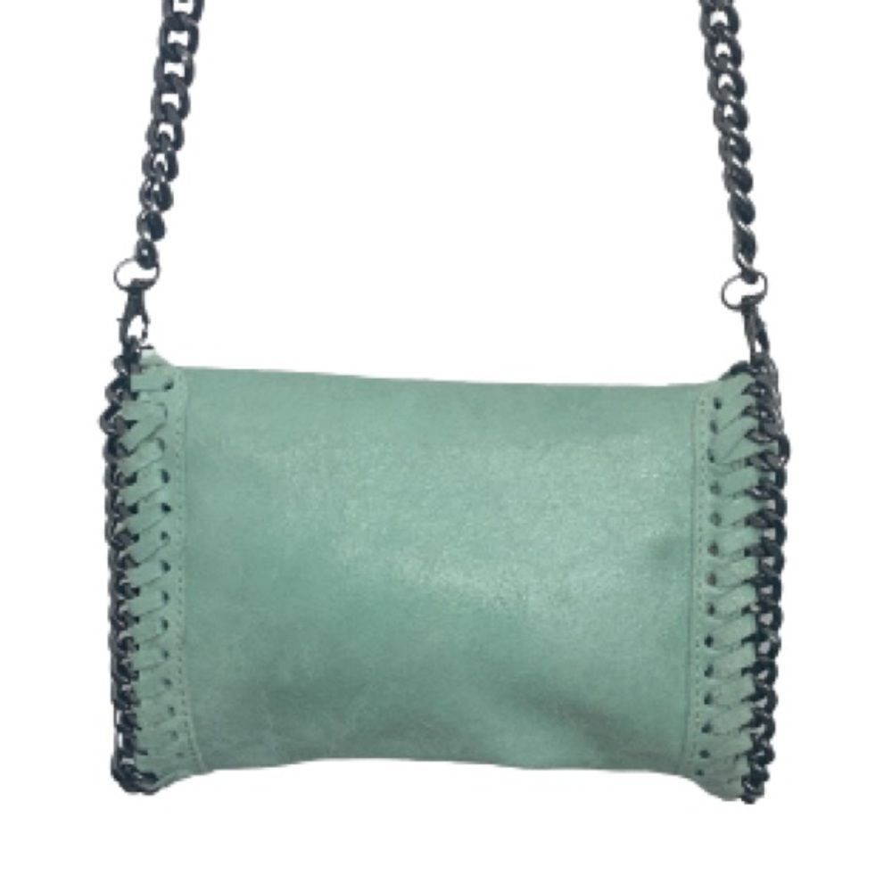 Borse In Pelle Stella Green Clutch & Crossbody Bag in Leather - Picture 6 of 11